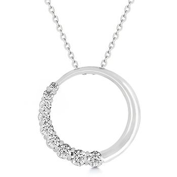 Graduated Round Cut Blue Luster Diamond Circle Necklace